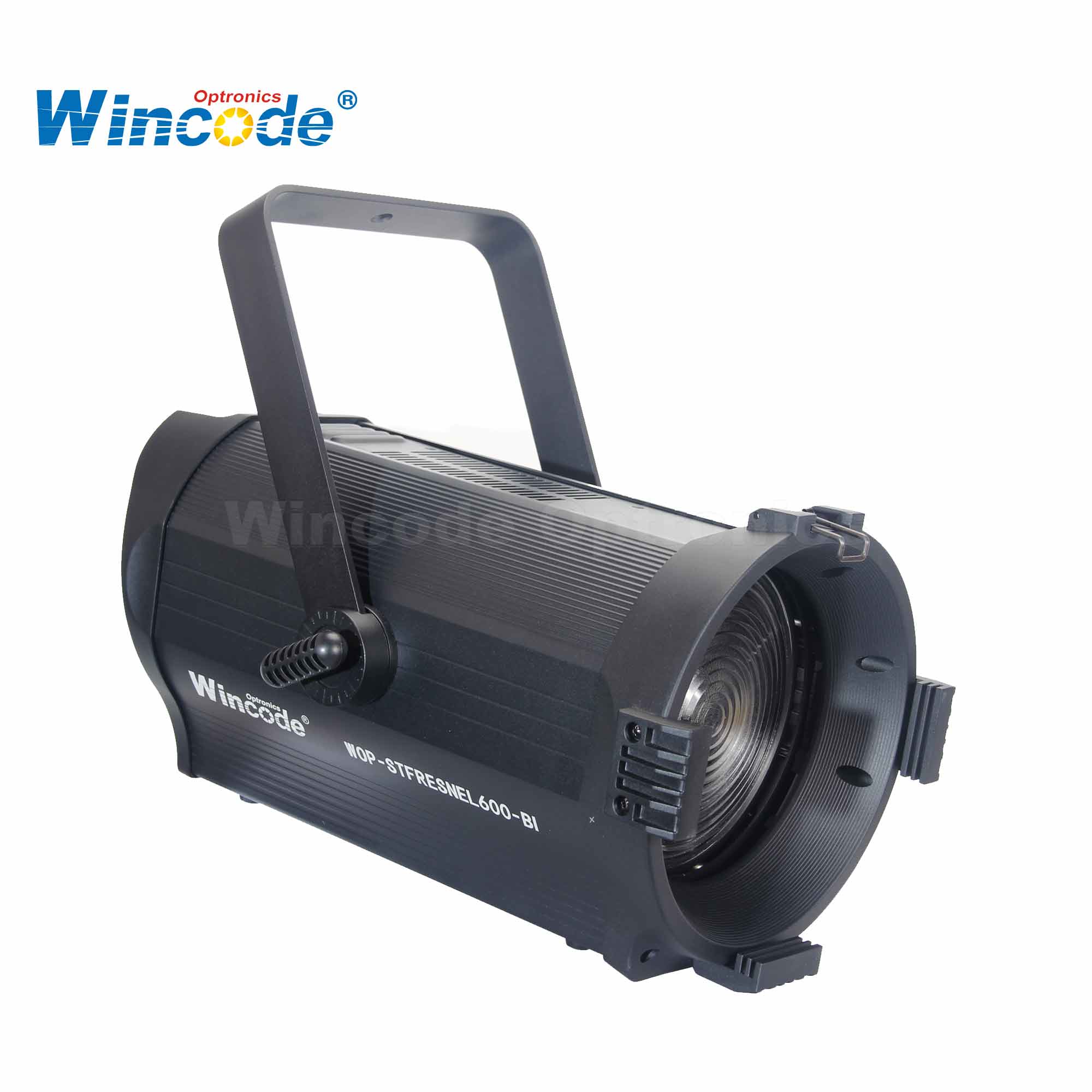 600W Bic-Color LED Fresnel Spotlight, Warm & Cool White, alto CRI≥95, 2700K-6500K, DMX512/RDM, Auto Zoom 15 ° -55 ° para estudio y teatro